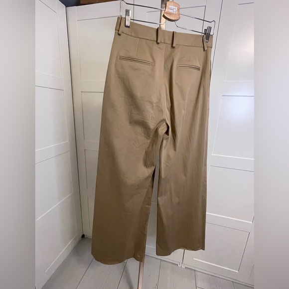 NWOT: Frame Camel Wide Leg Cotton Blend Stretch Pleated Pants Size 4 - Picture 9 of 12